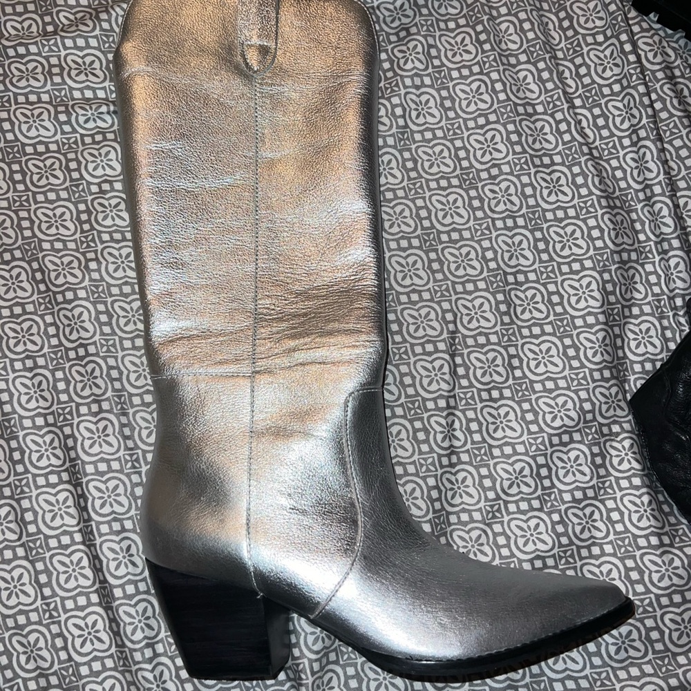 Silver Metallic Cowboy Boots